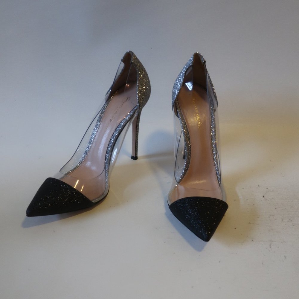 Gianvito Rossi Black and Silver Heels